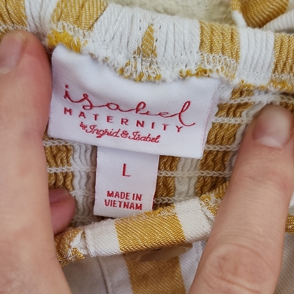 Isabel Maternity by Ingrid & Isabel Yellow and White Ruffled Sleeveless Tank Top - Picture 2 of 9